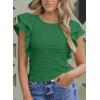 imageSHEWIN Womens Tops Casual Crewneck Ruffle Short Sleeve T Shirts Slim Fit Dressy BlousesB Green