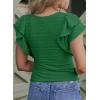 imageSHEWIN Womens Tops Casual Crewneck Ruffle Short Sleeve T Shirts Slim Fit Dressy BlousesB Green