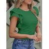 imageSHEWIN Womens Tops Casual Crewneck Ruffle Short Sleeve T Shirts Slim Fit Dressy BlousesB Green