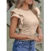 imageSHEWIN Womens Tops Casual Crewneck Ruffle Short Sleeve T Shirts Slim Fit Dressy BlousesB Khaki