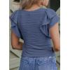 imageSHEWIN Womens Tops Casual Crewneck Ruffle Short Sleeve T Shirts Slim Fit Dressy BlousesB Navy Blue