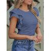 imageSHEWIN Womens Tops Casual Crewneck Ruffle Short Sleeve T Shirts Slim Fit Dressy BlousesB Navy Blue