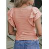 imageSHEWIN Womens Tops Casual Crewneck Ruffle Short Sleeve T Shirts Slim Fit Dressy BlousesB Pink