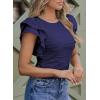 imageSHEWIN Womens Tops Casual Crewneck Ruffle Short Sleeve T Shirts Slim Fit Dressy BlousesD Dark Blue