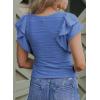 imageSHEWIN Womens Tops Casual Crewneck Ruffle Short Sleeve T Shirts Slim Fit Dressy BlousesD Deep Blue