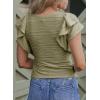 imageSHEWIN Womens Tops Casual Crewneck Ruffle Short Sleeve T Shirts Slim Fit Dressy BlousesD Light Green