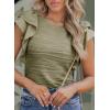 imageSHEWIN Womens Tops Casual Crewneck Ruffle Short Sleeve T Shirts Slim Fit Dressy BlousesD Light Green