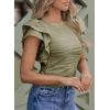 imageSHEWIN Womens Tops Casual Crewneck Ruffle Short Sleeve T Shirts Slim Fit Dressy BlousesD Light Green