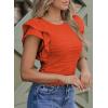 imageSHEWIN Womens Tops Casual Crewneck Ruffle Short Sleeve T Shirts Slim Fit Dressy BlousesD Orange