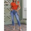 imageSHEWIN Womens Tops Casual Crewneck Ruffle Short Sleeve T Shirts Slim Fit Dressy BlousesD Orange