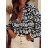 imageSHEWIN Womens Tops Casual V Neck Long Sleeve Shirts Floral Boho Blouses TunicsB Blue
