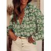 imageSHEWIN Womens Tops Casual V Neck Long Sleeve Shirts Floral Boho Blouses TunicsB Green