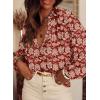 imageSHEWIN Womens Tops Casual V Neck Long Sleeve Shirts Floral Boho Blouses TunicsB Red