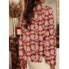 imageSHEWIN Womens Tops Casual V Neck Long Sleeve Shirts Floral Boho Blouses TunicsB Red