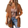 imageSHEWIN Cardigan Sweaters for Women Lightweight Open Front Pleated Summer Short Sleeve Cardigans SweaterB Chestnut