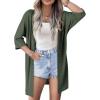 imageSHEWIN Womens Cardigans Casual 34 Short Sleeve Open Front Waffle Knit Lightweight Kimonos Cardigan Sweaters for WomenB Mist Green