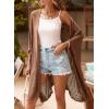 imageSHEWIN Cardigan Sweaters for Women 34 Sleeve Open Front Cover Up Crochet Lightweight Summer Cardigans SweaterB Dark Brown