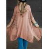 imageSHEWIN Cardigan Sweaters for Women 34 Sleeve Open Front Cover Up Crochet Lightweight Summer Cardigans SweaterB Light Pink
