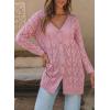 imageSHEWIN Cardigan Sweaters for Women Casual Lightweight Long Sleeve Open Front Crochet Cardigans SweaterA Pink
