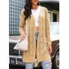 imageSHEWIN Cardigan Sweaters for Women Casual Lightweight Long Sleeve Open Front Crochet Cardigans SweaterB Khaki