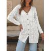 imageSHEWIN Cardigan Sweaters for Women Casual Lightweight Long Sleeve Open Front Crochet Cardigans SweaterB White