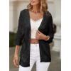 imageSHEWIN Cardigan Sweaters for Women Lightweight 34 Sleeve Cover Up Open Front Summer Cropped Crochet Cardigans SweaterB Black