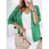 imageSHEWIN Cardigan Sweaters for Women Lightweight 34 Sleeve Cover Up Open Front Summer Cropped Crochet Cardigans SweaterB Bright Green