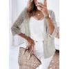 imageSHEWIN Cardigan Sweaters for Women Lightweight 34 Sleeve Cover Up Open Front Summer Cropped Crochet Cardigans SweaterB Light Grey