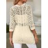 imageSHEWIN Cardigan Sweaters for Women Lightweight 34 Sleeve Cover Up Open Front Summer Cropped Crochet Cardigans SweaterB Oatmeal