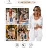 imageSHEWIN Cardigan Sweaters for Women Lightweight 34 Sleeve Cover Up Open Front Summer Cropped Crochet Cardigans SweaterB White