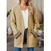 imageSHEWIN Women Cardigan Sweaters 2024 Open Front Long Sleeve Knit Coat with PocketLight French Beige