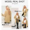 imageSHEWIN Women Cardigan Sweaters 2024 Open Front Long Sleeve Knit Coat with PocketLight French Beige