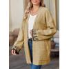 imageSHEWIN Women Cardigan Sweaters 2024 Open Front Long Sleeve Knit Coat with PocketLight French Beige