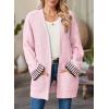 imageSHEWIN Women Cardigan Sweaters 2024 Open Front Long Sleeve Knit Coat with PocketLight Pink