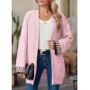 imageSHEWIN Women Cardigan Sweaters 2024 Open Front Long Sleeve Knit Coat with PocketLight Pink