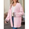 imageSHEWIN Women Cardigan Sweaters 2024 Open Front Long Sleeve Knit Coat with PocketLight Pink