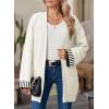 imageSHEWIN Women Cardigan Sweaters 2024 Open Front Long Sleeve Knit Coat with PocketWhite