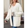 imageSHEWIN Women Cardigan Sweaters 2024 Open Front Long Sleeve Knit Coat with PocketWhite