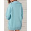 imageSHEWIN Women Open Front Knit Sweater Button Casual Long Sleeve V Neck CardiganBeau Blue