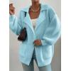 imageSHEWIN Women Open Front Knit Sweater Button Casual Long Sleeve V Neck CardiganBeau Blue