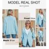 imageSHEWIN Women Open Front Knit Sweater Button Casual Long Sleeve V Neck CardiganBeau Blue