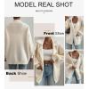 imageSHEWIN Women Open Front Knit Sweater Button Casual Long Sleeve V Neck CardiganBeige