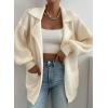 imageSHEWIN Women Open Front Knit Sweater Button Casual Long Sleeve V Neck CardiganBeige