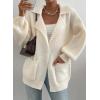 imageSHEWIN Women Open Front Knit Sweater Button Casual Long Sleeve V Neck CardiganBeige