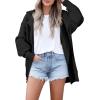 imageSHEWIN Women Open Front Knit Sweater Button Casual Long Sleeve V Neck CardiganBlack