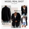 imageSHEWIN Women Open Front Knit Sweater Button Casual Long Sleeve V Neck CardiganBlack