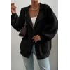 imageSHEWIN Women Open Front Knit Sweater Button Casual Long Sleeve V Neck CardiganBlack