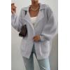 imageSHEWIN Women Open Front Knit Sweater Button Casual Long Sleeve V Neck CardiganGray