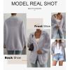 imageSHEWIN Women Open Front Knit Sweater Button Casual Long Sleeve V Neck CardiganGray