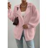 imageSHEWIN Women Open Front Knit Sweater Button Casual Long Sleeve V Neck CardiganPink